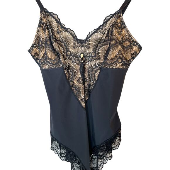 pinsy Sculpting Lace Bodysuit Sheer Mesh Shapewear Lingerie in Black W's Size XL - Picture 3 of 10